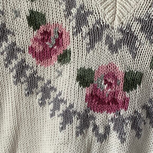 Vintage Jantzen Embroidered by Hand Sweater Floral V Neck Size Medium - Picture 6 of 14